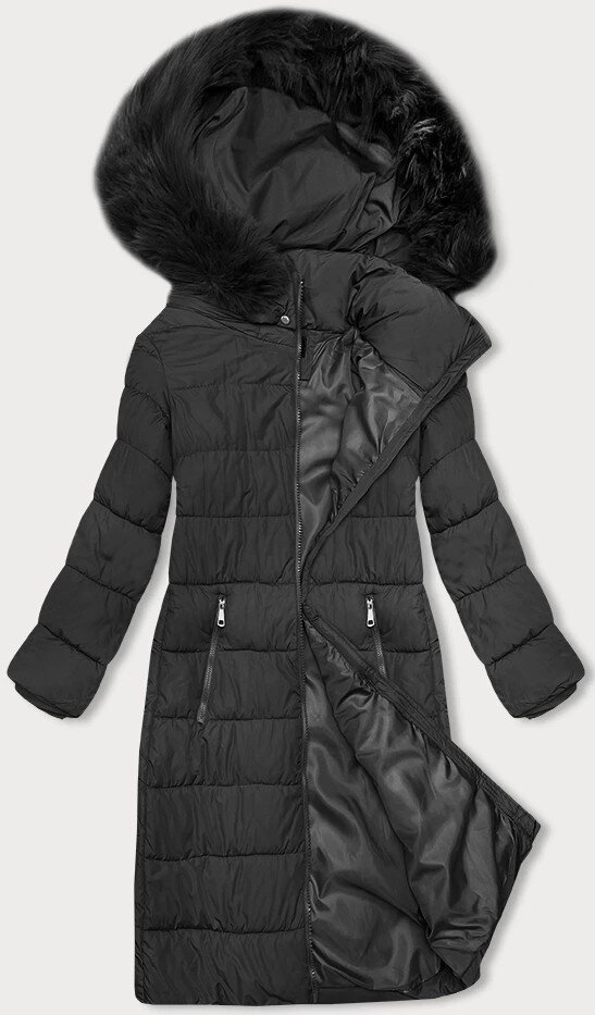 Zimní dámská prošívaná bunda s odnímatelnou kapucí v šedé barvě, odcienie szarości S (36) i392_22955-46