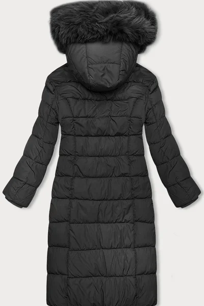 Zimní dámská prošívaná bunda s odnímatelnou kapucí v šedé barvě