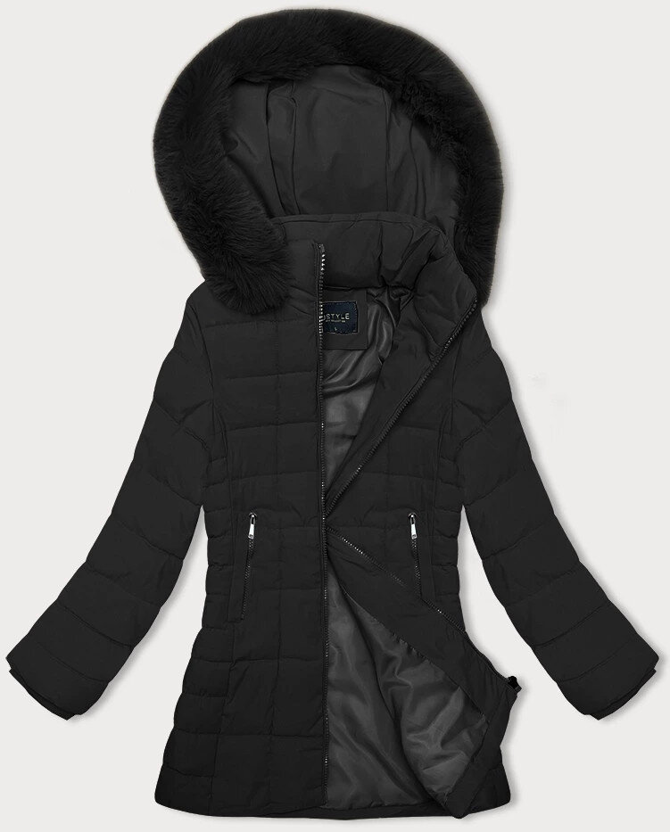 Černá bunda na zimu s kapucí a péřovou výplní J.Style, odcienie czerni M (38) i392_22956-47