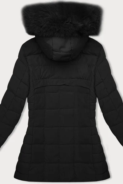 Černá bunda na zimu s kapucí a péřovou výplní J.Style
