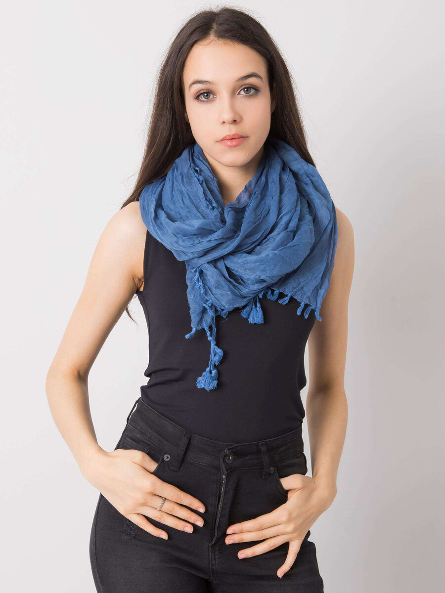 Tmavě modrý dámský šátek s třásněmi FPrice, jedna velikost i523_2016102910800