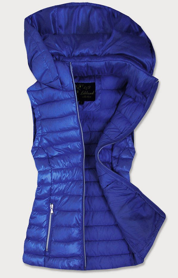 Prošívaná lesklá dámská vesta v chrpové barvě 8YN Libland, odcienie niebieskiego S (36) i392_15714-46