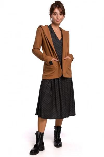 Karamelové sako s kapucí BeWear dámské
