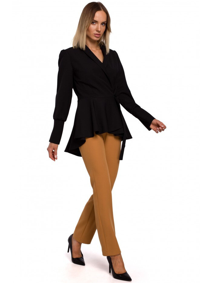 Černé dámské sako ve frakovém stylu s výrazným pasem a frakem - Moe, EU XL i529_5502321258694852770