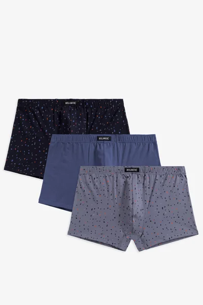 Atlantic pánské boxerky 3 Pack - grafit/tmavě modré/indigo