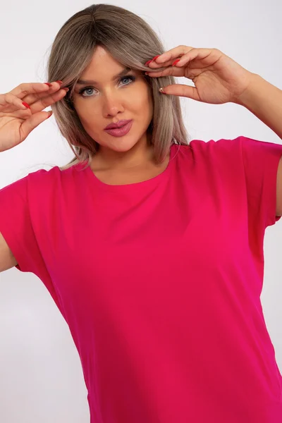 Růžová plus size dámská halenka s krátkými rukávy - FPrice