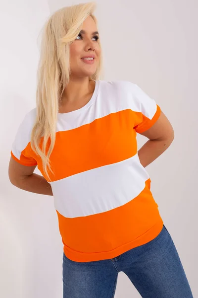 Dámská Plus Size Halenka Ecru-Oranžová FPrice