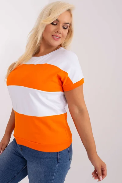 Dámská Plus Size Halenka Ecru-Oranžová FPrice