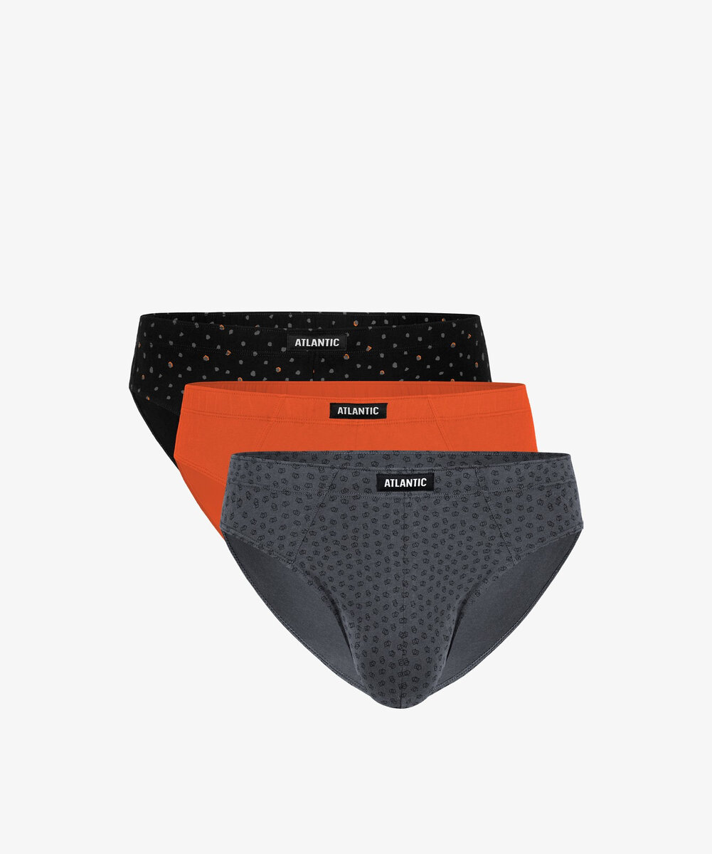 Mužské bavlněné slipy Atlantic Comfort Fit, šedo-oranžovo-černá M i384_22333910