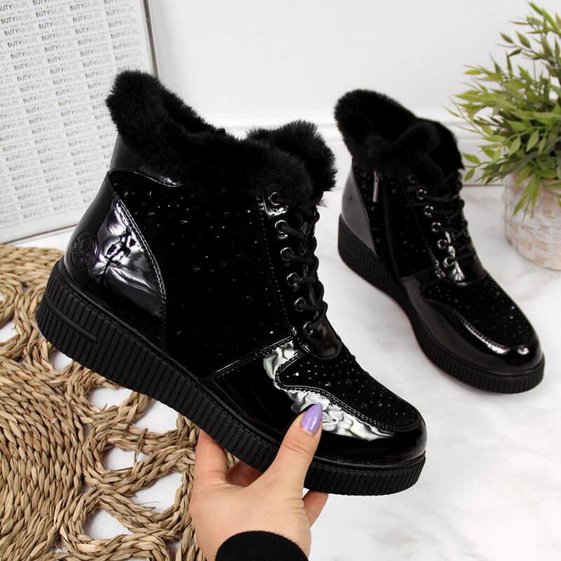 Zimní dámské kožené boty Rieker W černé, 36 i476_97815006