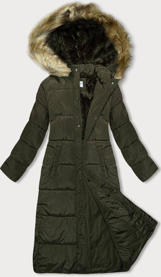 Zimní bunda s kožešinovou podšívku a odnímatelnou kapucí, odcienie zieleni XXL (44) i392_22825-48