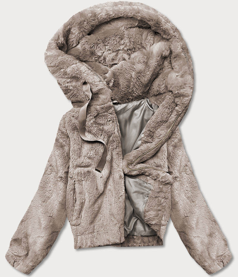 Krátká béžová dámská kožešinová bunda 24Y SWEST, odcienie beżu XS (34) i392_20446-2