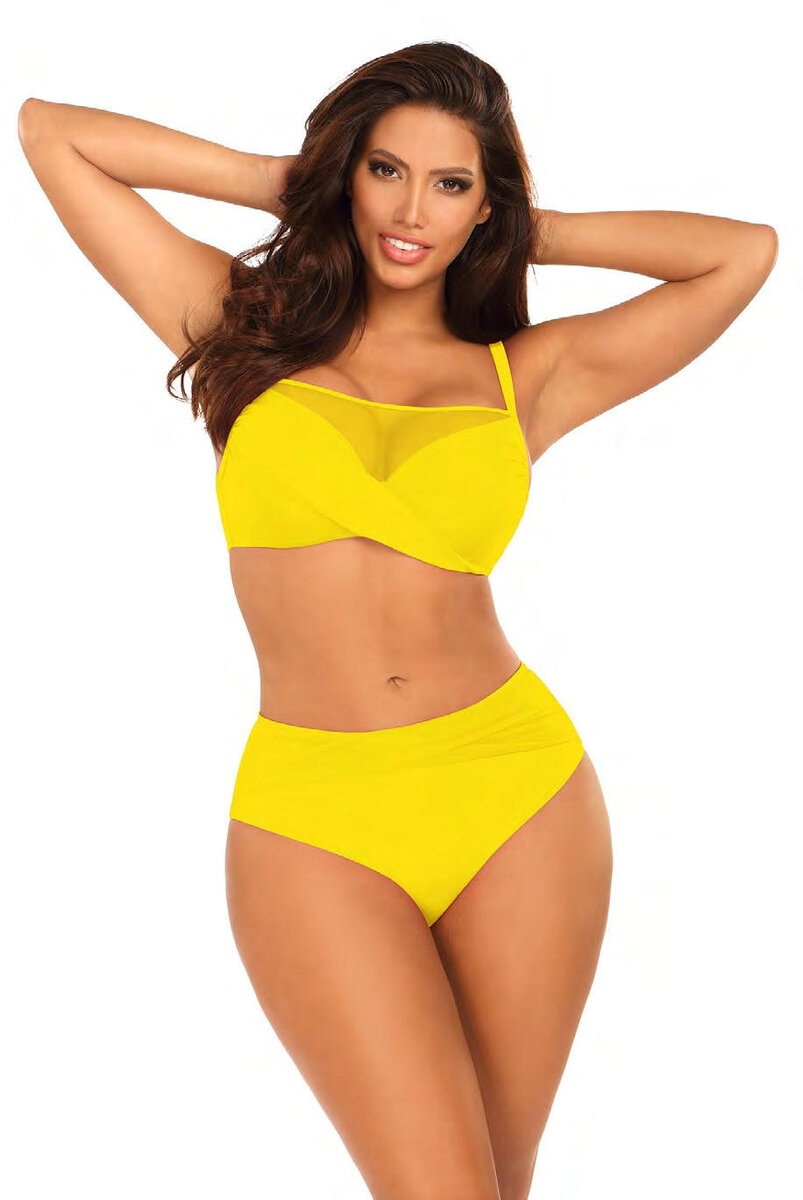 Dvoudílné plavky Self Fashion žluté s push-up efektem a vyztuženými košíčky, 38D i10_P62229_2:206_