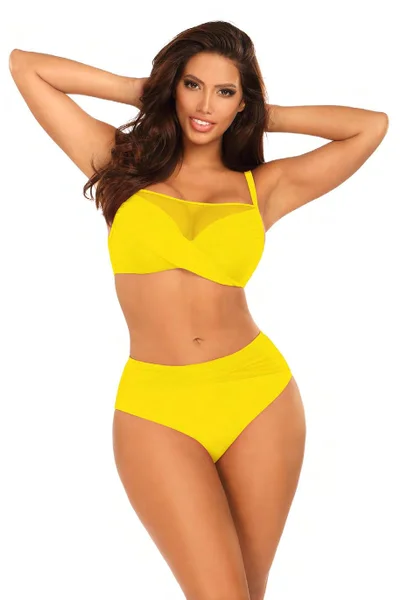 Dvoudílné plavky Self Fashion žluté s push-up efektem a vyztuženými košíčky