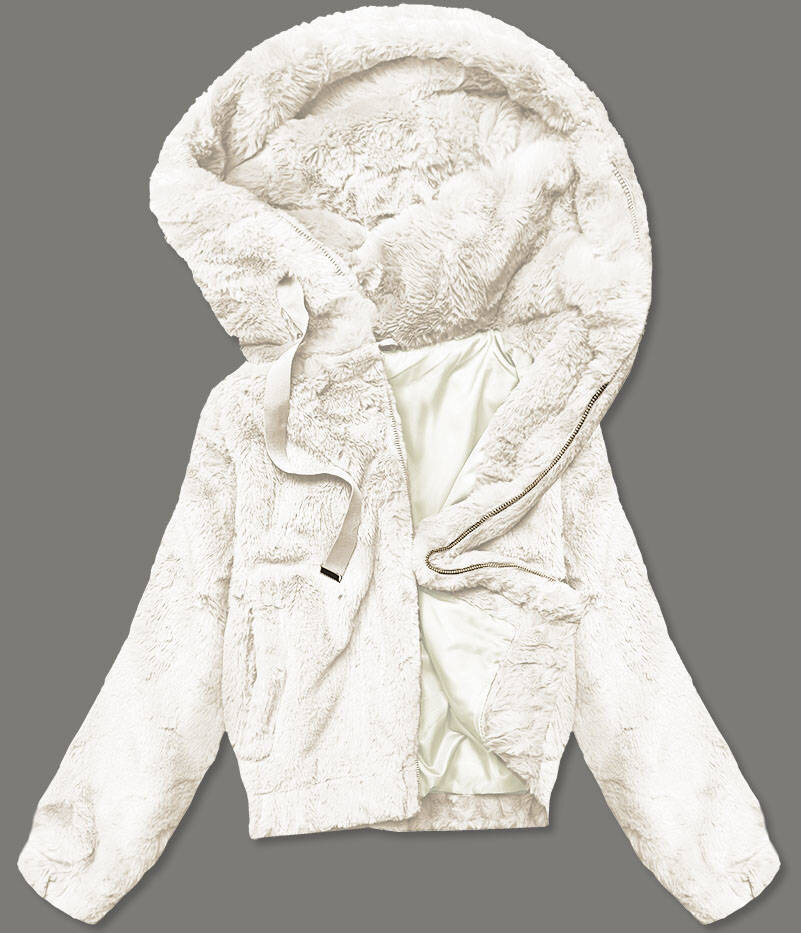 Krátká dámská kožešinová bunda v ecru barvě 96R7A6 SWEST, odcienie beżu L (40) i392_20447-49