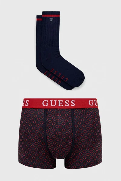 Kombinovaný set Guess boxerek a ponožek - Červenomodrá