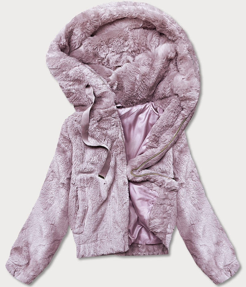 Krátká růžová dámská kožešinová bunda 28755 SWEST, odcienie różu L (40) i392_20448-49