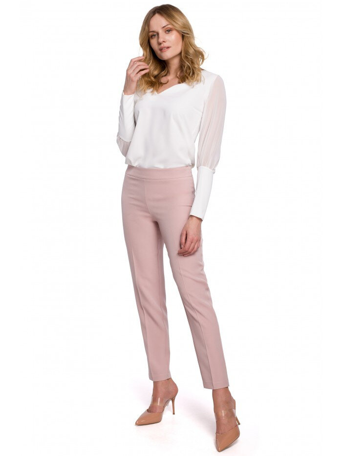 Růžové dámské úzké kalhoty s kapsami Makover, S-36 i10_P68709_2:678_