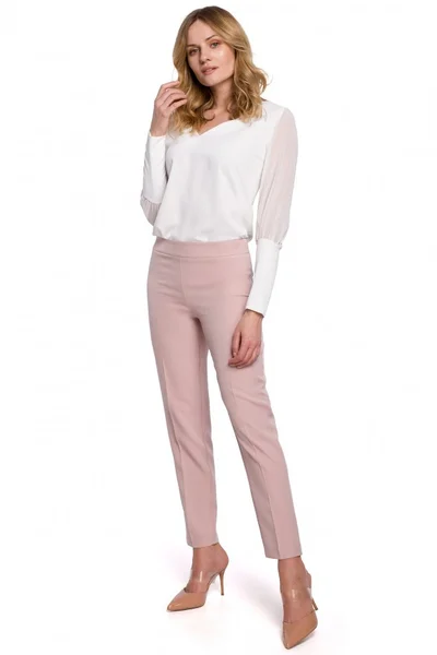 Růžové dámské úzké kalhoty s kapsami Makover