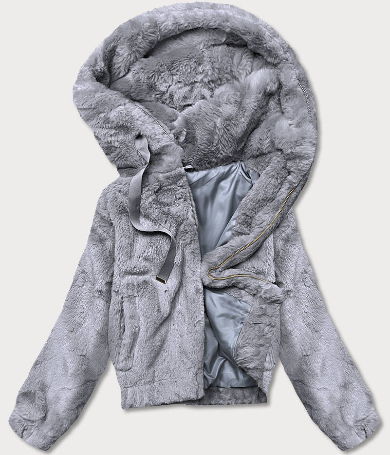 Krátká šedá dámská kožešinová bunda 19TQ8H SWEST, odcienie szarości XL (42) i392_20450-53