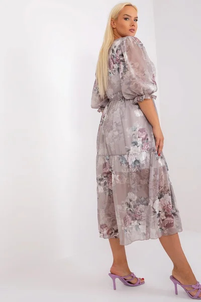 Květované šaty Plus Size Grey Blossom FPrice