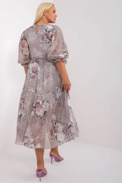 Květované šaty Plus Size Grey Blossom FPrice