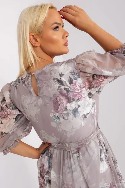 Květované šaty Plus Size Grey Blossom FPrice