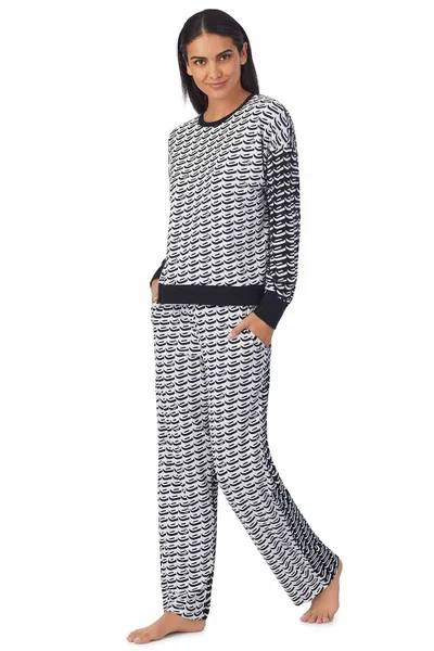 Černobílé pyžamo pro ženy s potiskem - DKNY