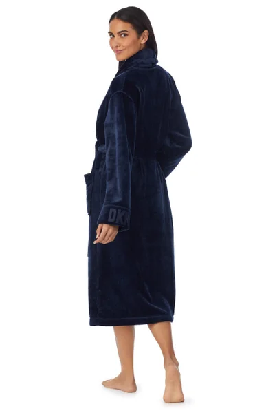 Modrý župan DKNY s páskem a logem - 100% polyester