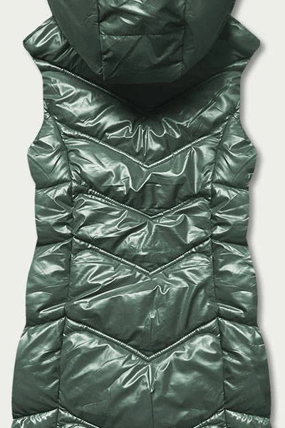 Dámská lesklá zelená vesta s kapucí 61B66F S'WEST