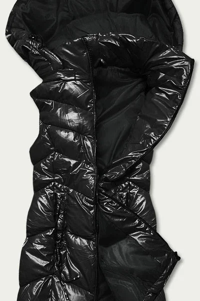Dámská lesklá černá vesta s kapucí Q3D6 S'WEST