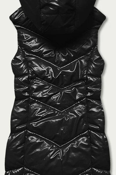 Dámská lesklá černá vesta s kapucí Q3D6 S'WEST