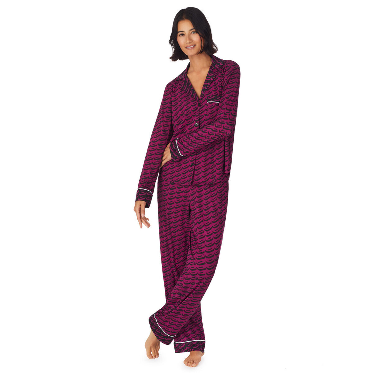 Violetové pyžamo pro ženy s límečkem od DKNY, XS i10_P66047_2:420_