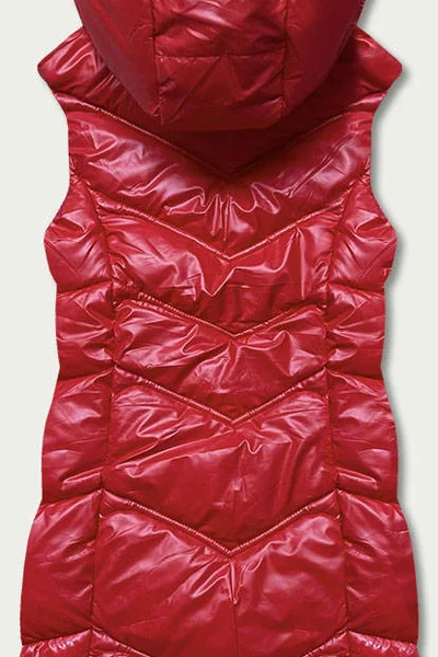 Dámská lesklá červená vesta s kapucí T5967 S'WEST