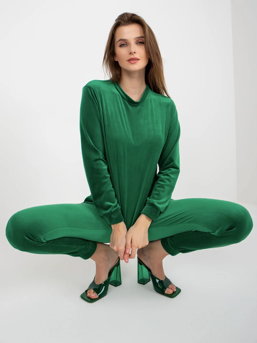 Zelená dámská souprava Luxoria s halenkou a kalhotami