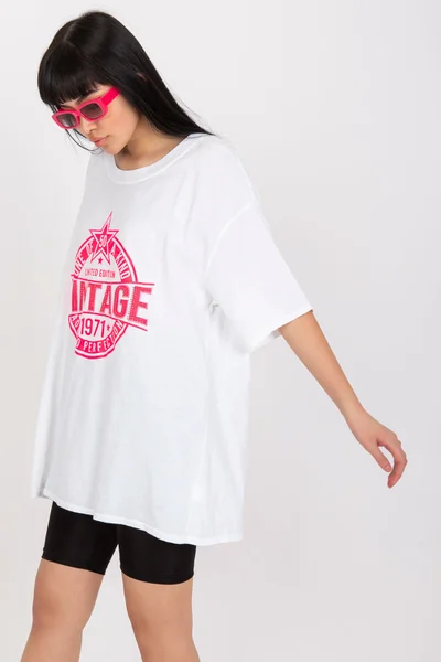 Dámské tričko DHJ TS 37H bílá a růžová FPrice