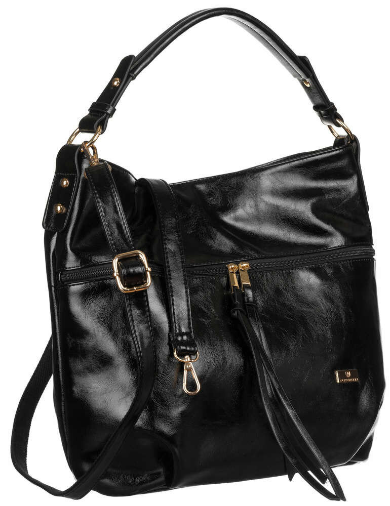 Černá dámská kabelka Peterson s kováním zlaté barvy, jedna velikost i523_5903051157417