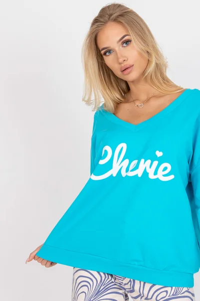 Dámská modrobílá oversized mikina Fashionhunters