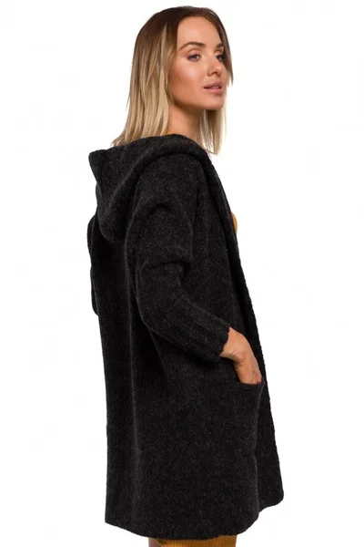 Dámský 05L76 Pletený svetr s kapucí - antracitový Moe