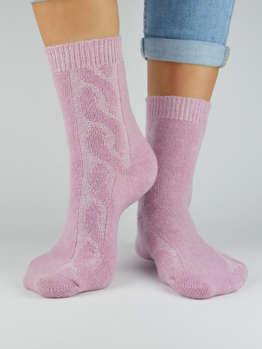 Vlněné kostkované dámské ponožky Noviti, pudrově růžová 39-42 i384_15811981