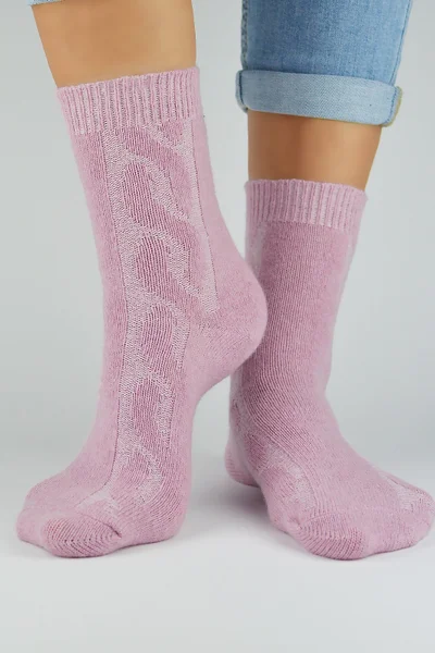 Vlněné kostkované dámské ponožky Noviti