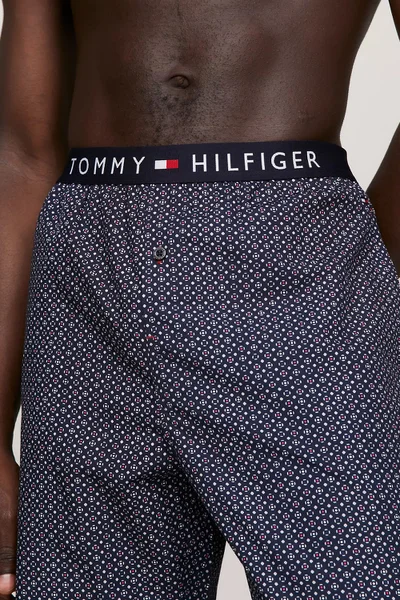 Modré pyžamové kalhoty s potiskem od Tommy Hilfiger