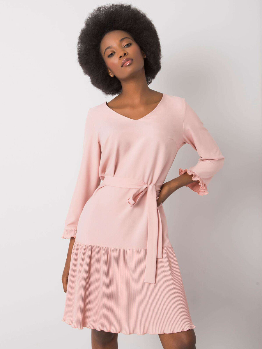 Růžové plisované dámské šaty FPrice, 38 i523_2016102944287