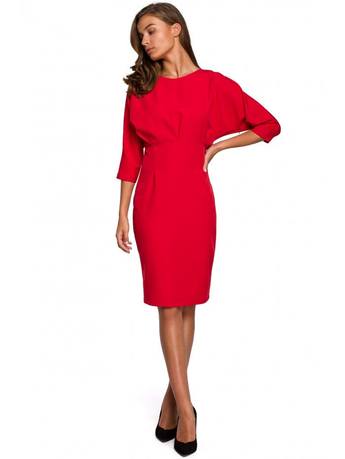 Dámské 8924 Šaty s netopýřími rukávy - červené Style, EU M i529_310045152855207952