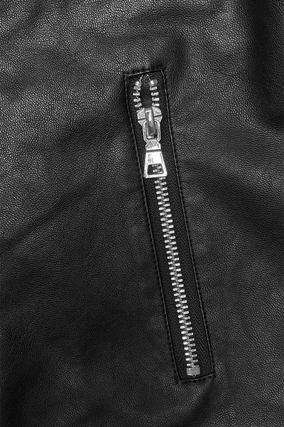 Černá ekokůžená bunda s opaskem - Elegantní Ramoneska J.STYLE