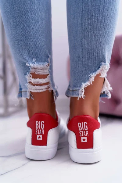 Dámské bíločervené tenisky Big Star Shoes - eko kůže