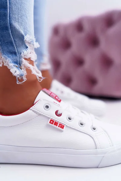 Dámské bíločervené tenisky Big Star Shoes - eko kůže