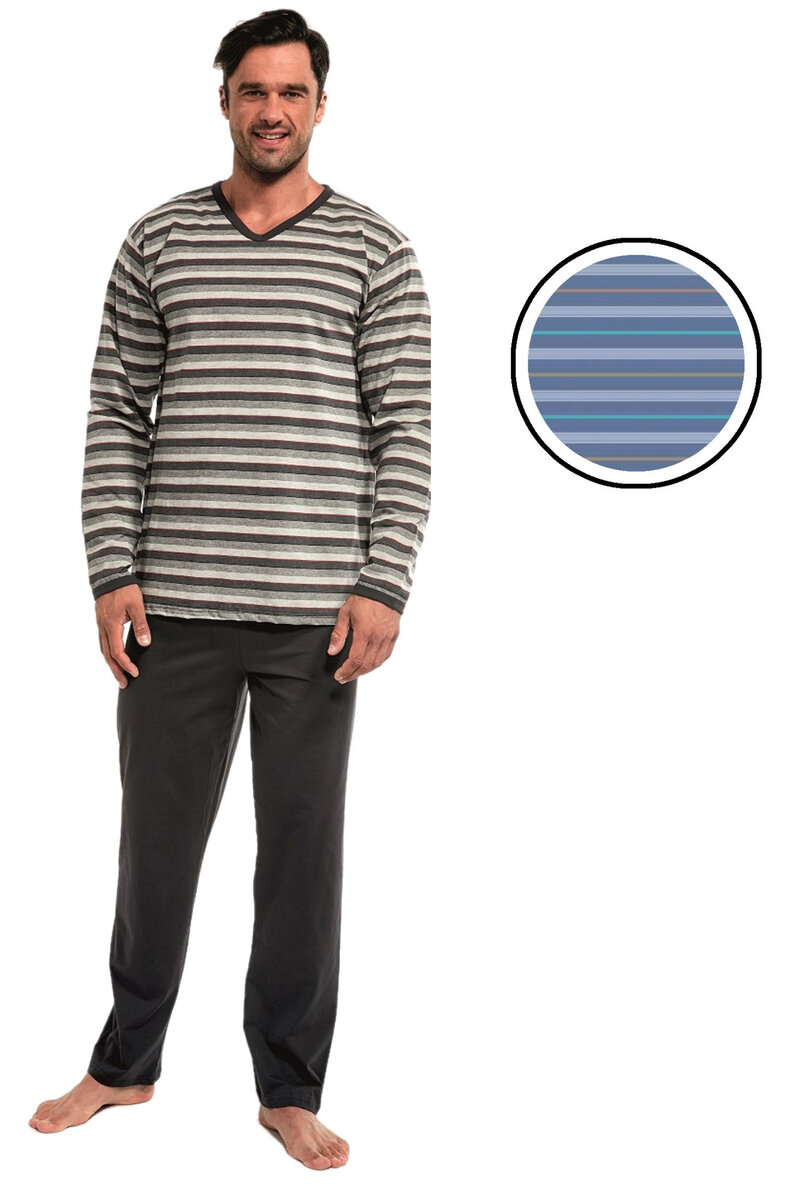 Mužské pohodlné pyžamo Cornette Stripes, tmavě modrá L i41_9999932697_2:tmavě modrá_3:L_