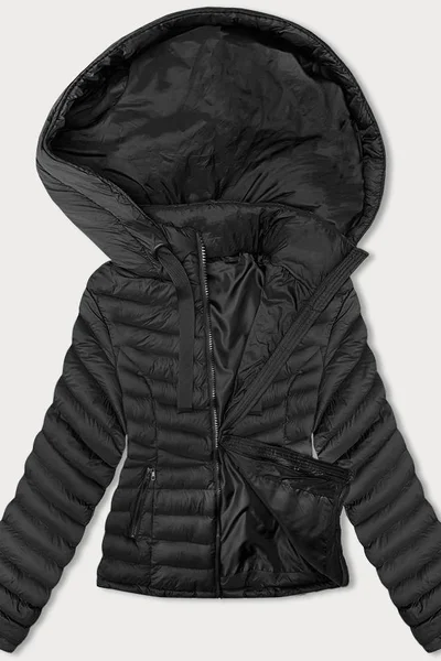 Černá péřová bunda s kapucí pro ženy J.STYLE