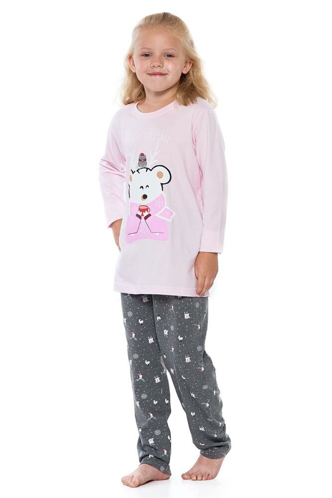 Růžové dívčí pyžamo Winter s medvídkem Moraj, růžová 140 i43_76297_2:růžová_3:140_